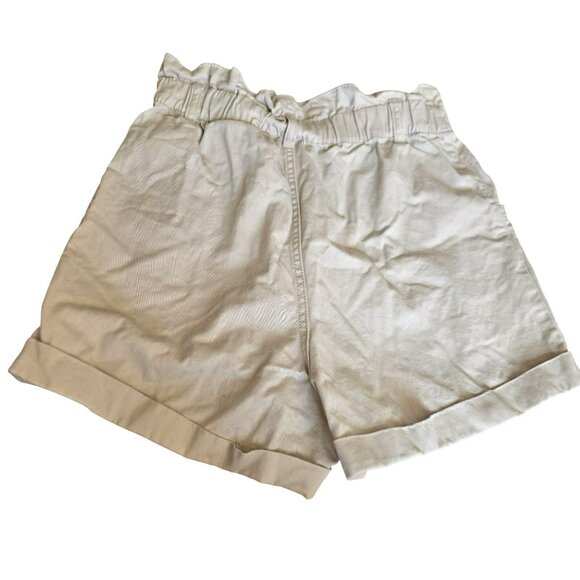 High-Waisted Paperbag Shorts Beige Size 8 Elastic Waist Forever 21 JJ3864 - Picture 2 of 6